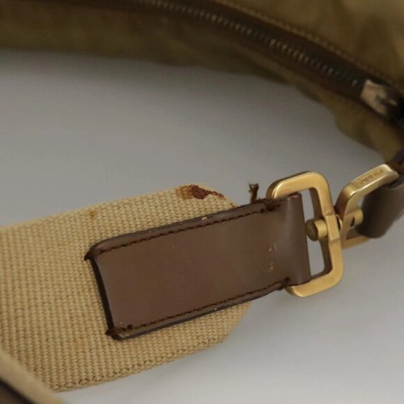 PRADA Shoulder Bag Nylon Leather Beige Gold Auth 99957 - Picture 8 of 16